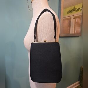 Sophisticated Spilene Vintage Black Top-Handle Wool Bag